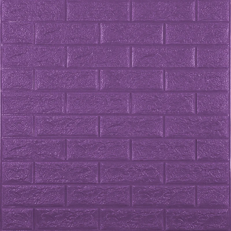 Purple 3D настенные наклейки имитация кирпича Декор для спальни водонепроницаемые самоклеящиеся обои для гостиной кухни ТВ декорации 70*77 - Цвет: Purple