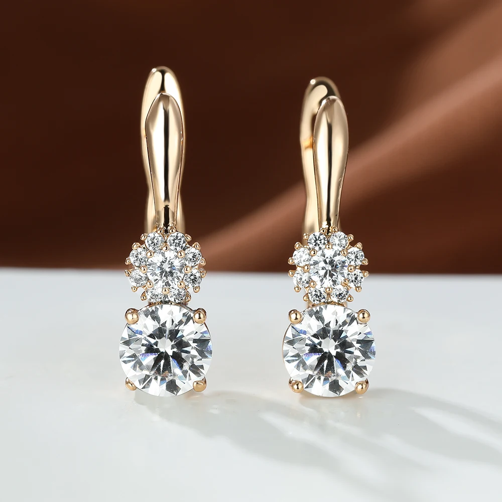 

Sparkling Sunflower Diamond Piercing Clip Earrings for Women Rose Gold Lucky Birthstone Stud Earrings Birthday Jewelry Gift