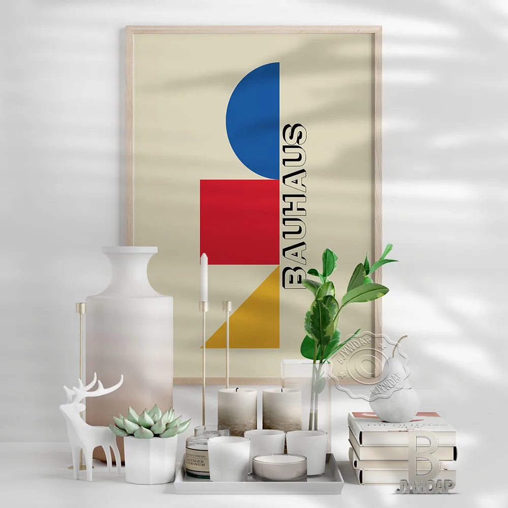 Художественный постер BJYWDAP Bauhaus красный желтый синий