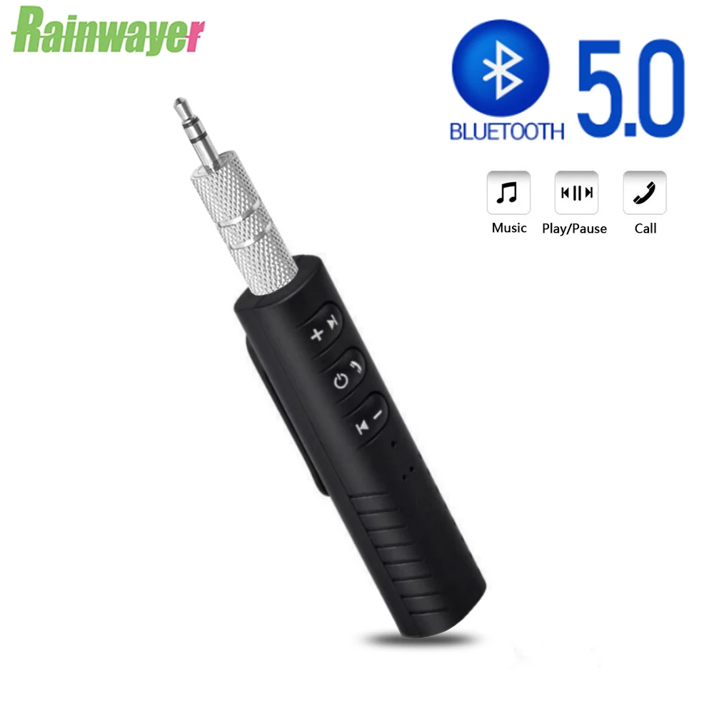 Rainwayer 3.5mm Jack Wireless Bluetooth-compatible 5.0 Receiver Adapter Wireless Aux Receiver Adapter For Headphone PC Music MP3