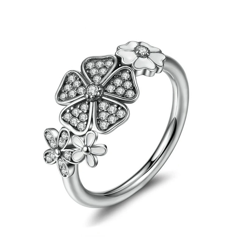 White Bouquet Новинка, модное кольцо, любовь, сердце, корона, цветок, кольца на палец, прозрачный CZ, подходит для женщин, Свадебный бренд, ювелирное изделие, подарок, Прямая поставка - Цвет основного камня: White Bouquet