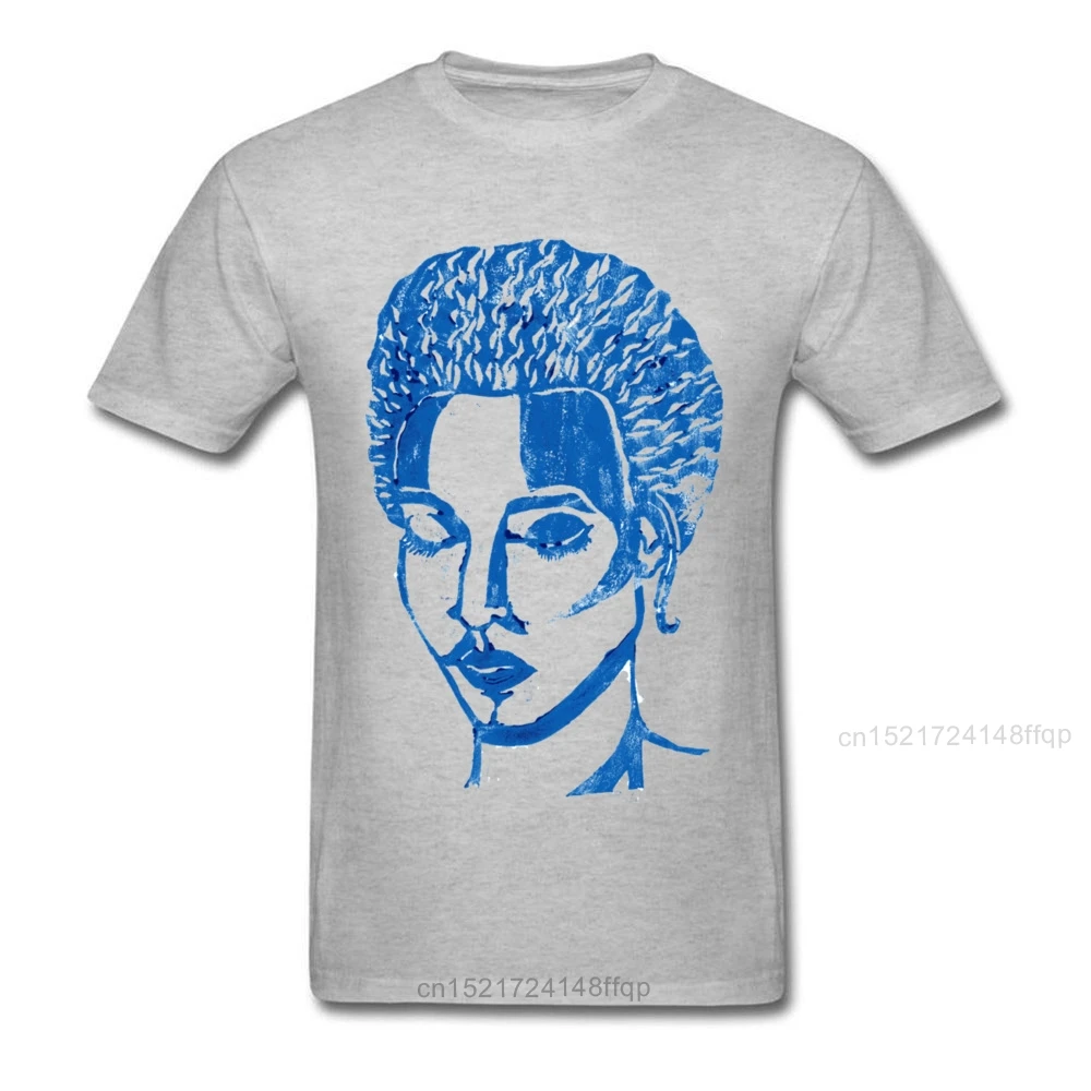 Женский портрет 2018 новая Футболка мужская белая синяя модная дизайнерская