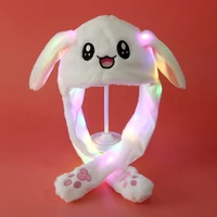 2020 rabbit beanie plush can moving bunny with earflaps movable ears hat for womenchildgirl