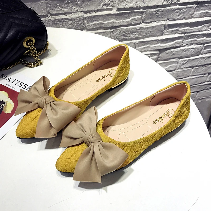 Новинка весенняя женская обувь милые туфли с бантом на плоской подошве zapatos De Mujer