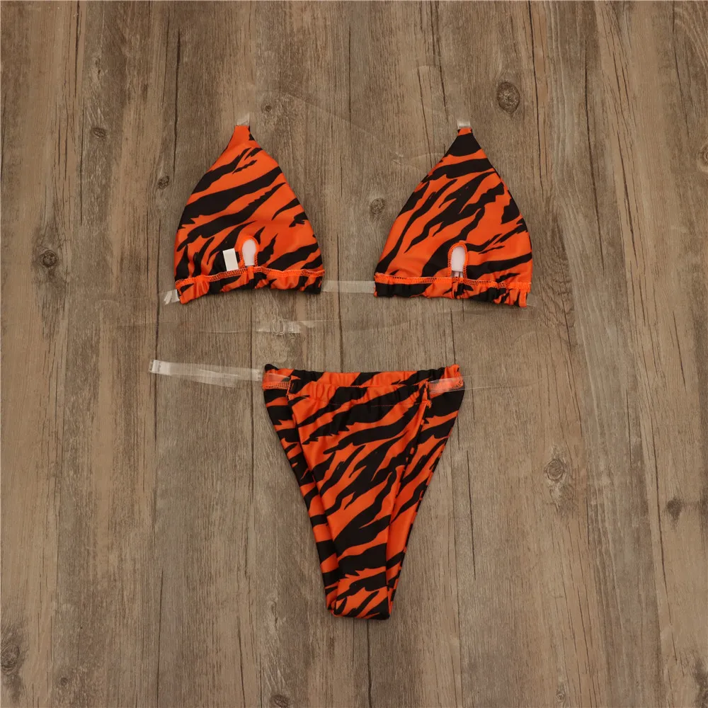 

Hirigin Sexy Thong Bikini Women Swimwear 2019 Stripes Transparent Shoulder Straps Brizilian Biquini Swimsuit Women Bathing Suit