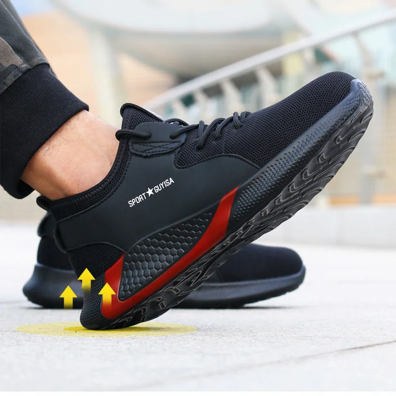 

Fashion Safety Shoes Boots For Men Breathable Work Shoes Steel Toe Indestructible Working Shoes Man Safety Work Footwear