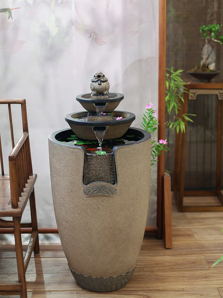 

TT New Chinese Style Flowing Water Ornaments Indoor Living Room TV Cabinet next to Circulating Water Fountain Floor New Home