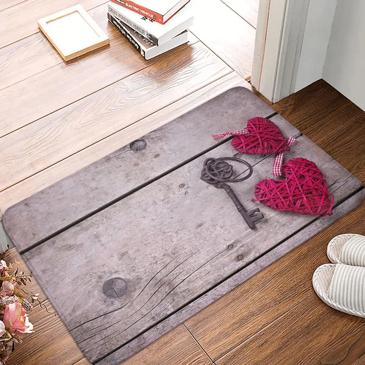 

Коврик для ванной с красным сердцем и ключом