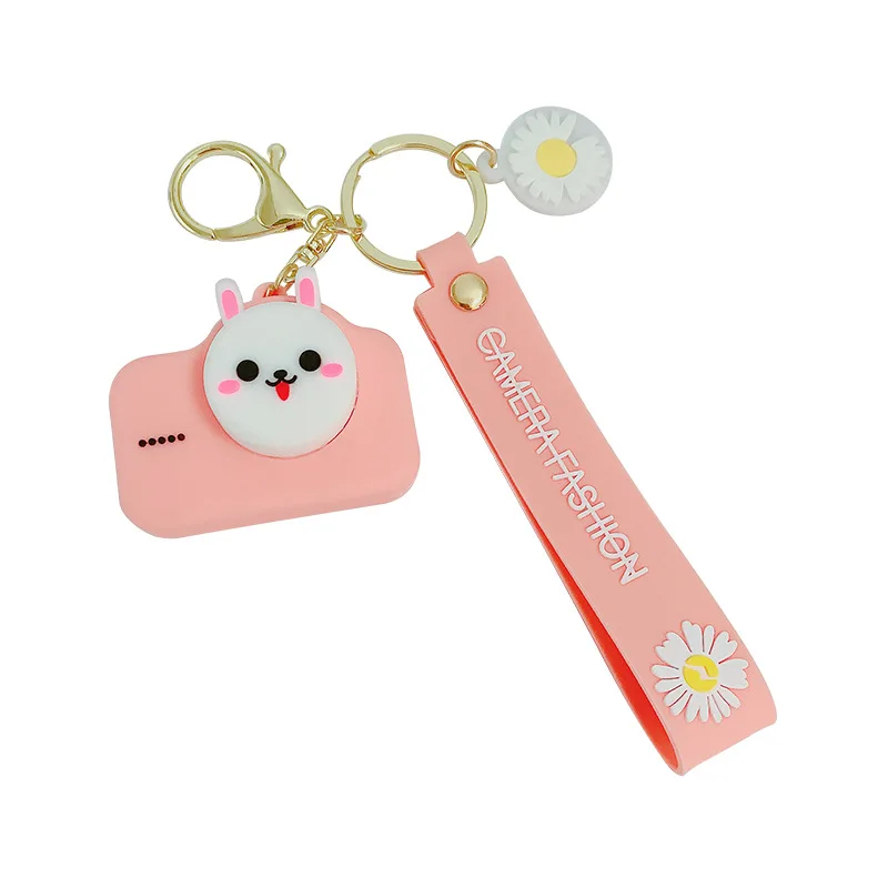 

Girl bag pendant creative car key chain ring Korea lovely glue drop cartoon camera key chain gifts wholesale 2020