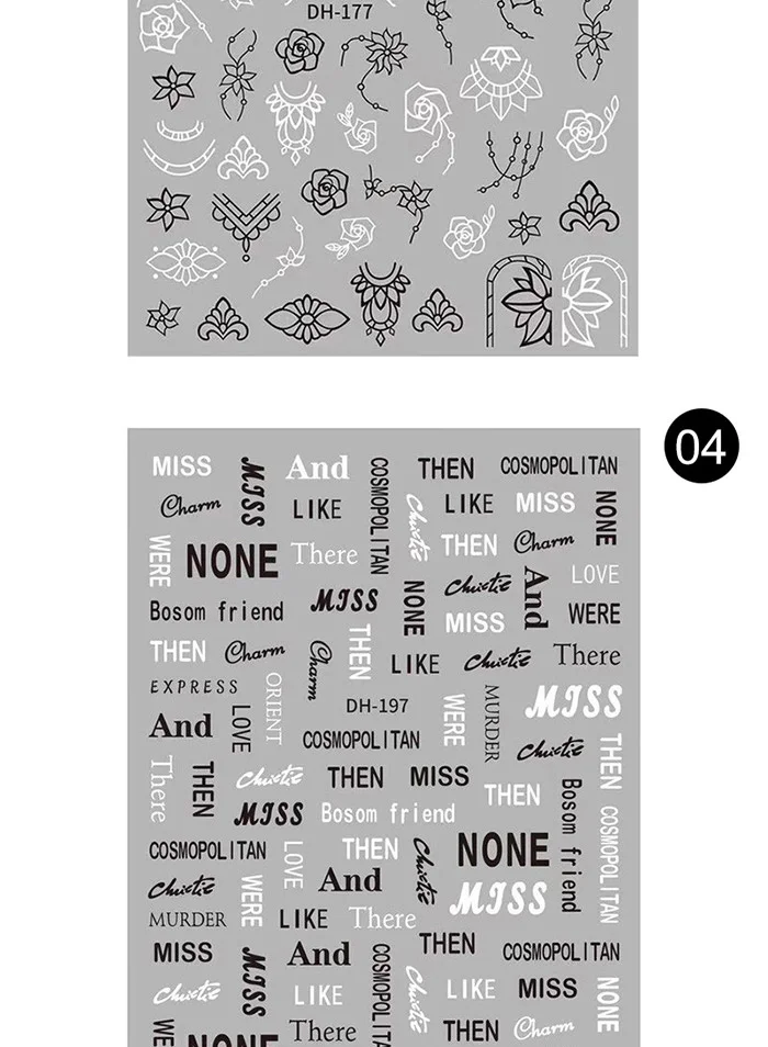 1 Sheet 3D Nail Stickers Self-adhesive Stripe Shape Flowers Element Mixed Patterns Transfer Decals Nail Decoration for Nail Art