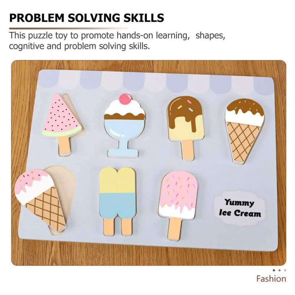 

Деревянные детские строительные блоки с имитацией мороженого, когнитивные игрушки, игровой домик, кухня и для мальчиков, мультяшный Мини-па...