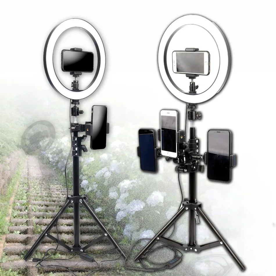 Светодиодное кольцо для селфи студийный светильник со штативом и триподом