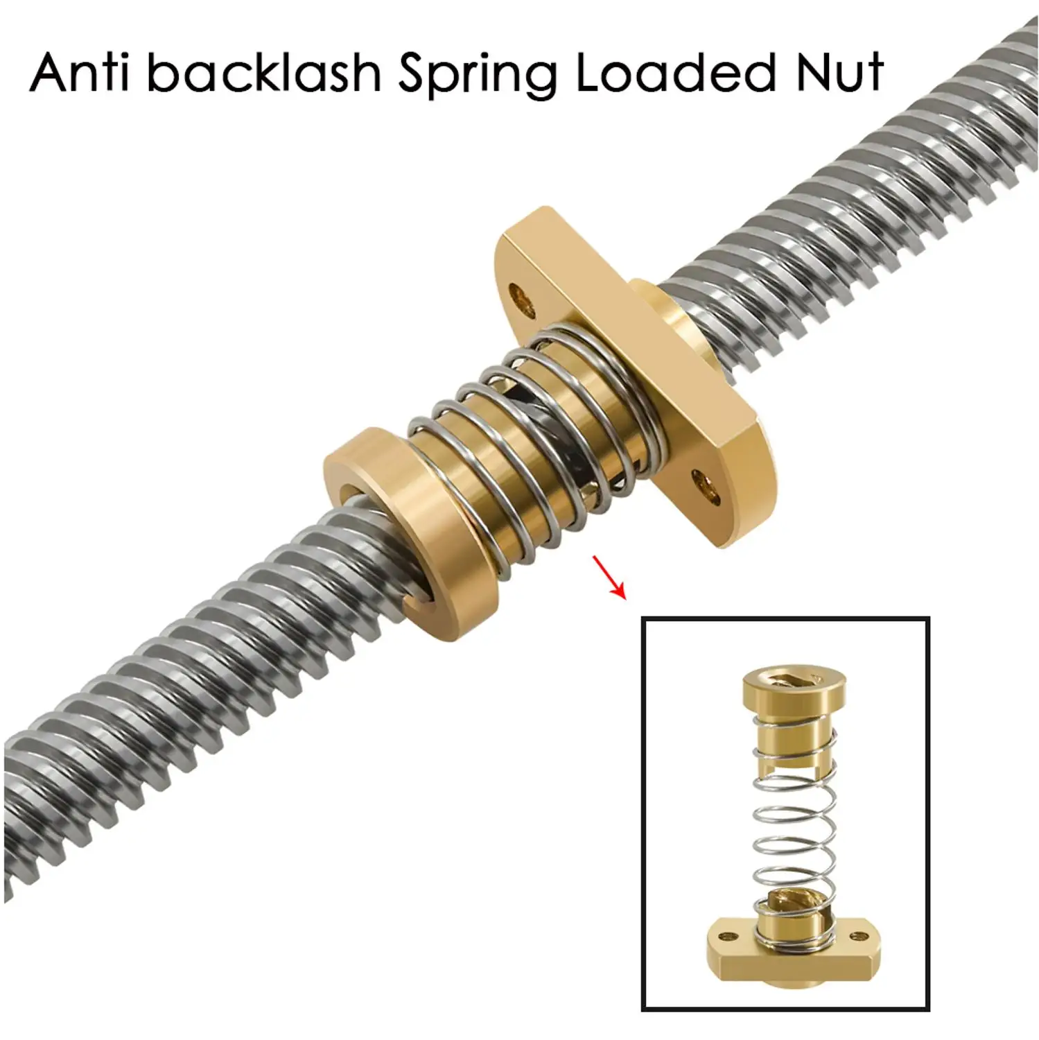 

Anti - back lash TR8 lead screw brass nut for upgrade Ender 3 CR-10/Tornado and clone 3D printer anti backlash Spring Loaded Nut