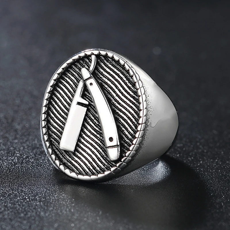 Тяжелый сахара Парикмахерская Ножи кольцо Для мужчин золото/серебристого цвета