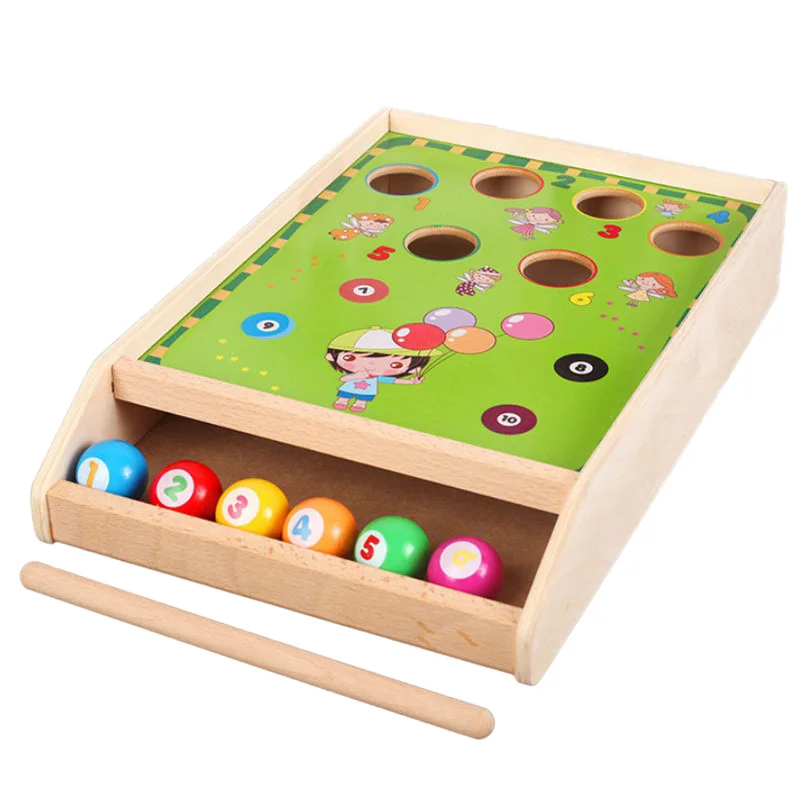 

Tabletop Ball Billiards Toy Wooden Billiard Game Toys Exercise Their Attention Billiard Color Matching Cognition Toys
