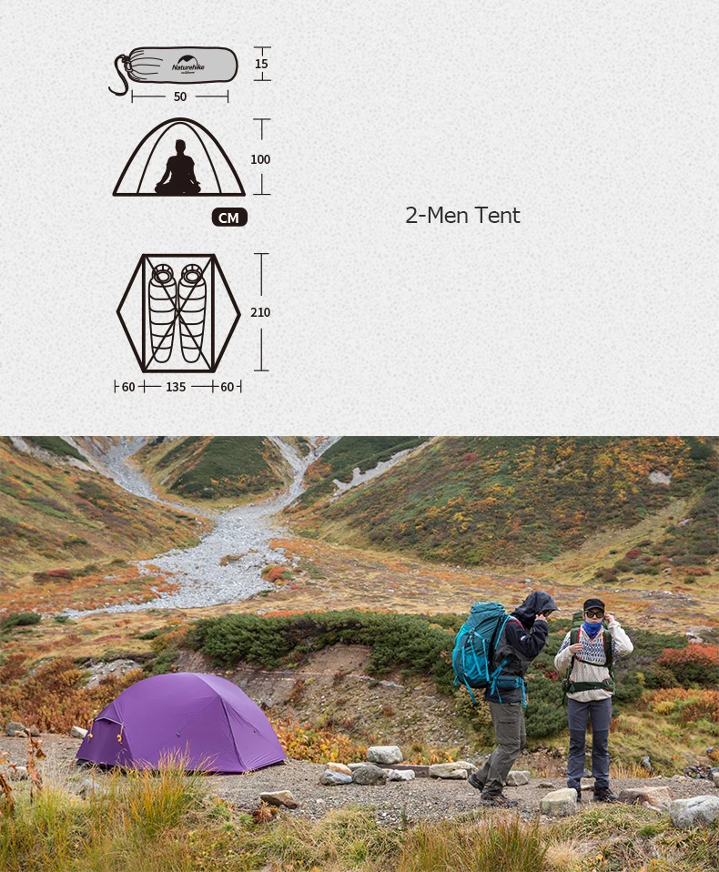 Naturehike NH17T007-M Mongar 20D нейлон двухслойные водонепроницаемый 2 для мужчин два человека палатка 3 сезона для кемпинга альпинизмом