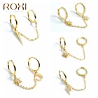 Серьги-кольца женские из серебра 925 пробы, в виде звезды и Луны