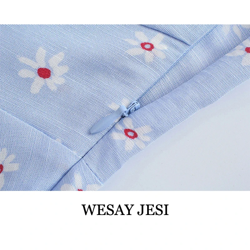 

WESAY JESI Fashion Summer Dress Woman Elegant Floral Long Dresses Elastic Back Dress Split Sleeveless Vintage Female Sundresses