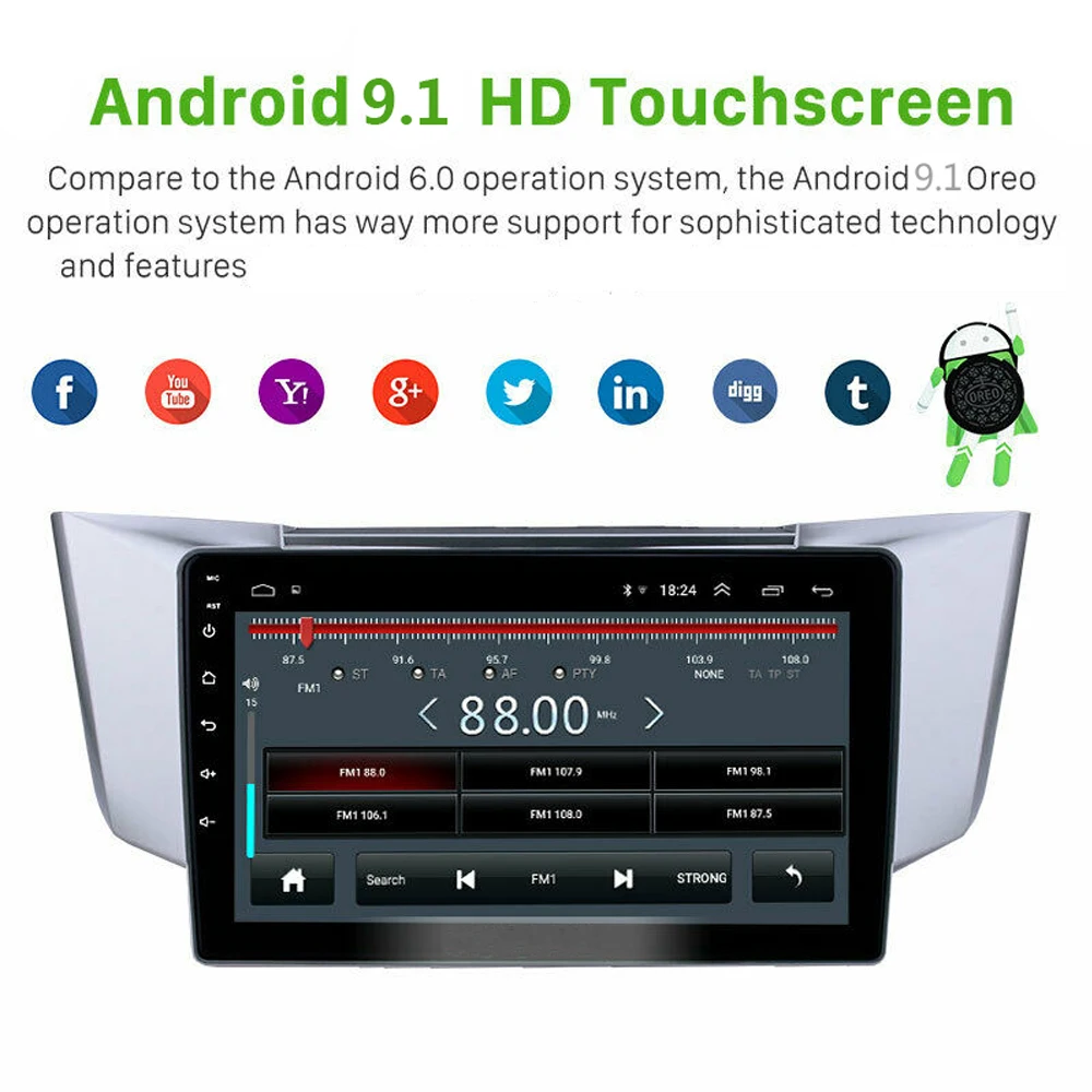" Android 9,1 Автомагнитола gps для Lexus RX300 RX330 RX350 2003-2010 Автомобильный мультимедийный плеер Авто Стерео Зеркало Ссылка TPMS DAB