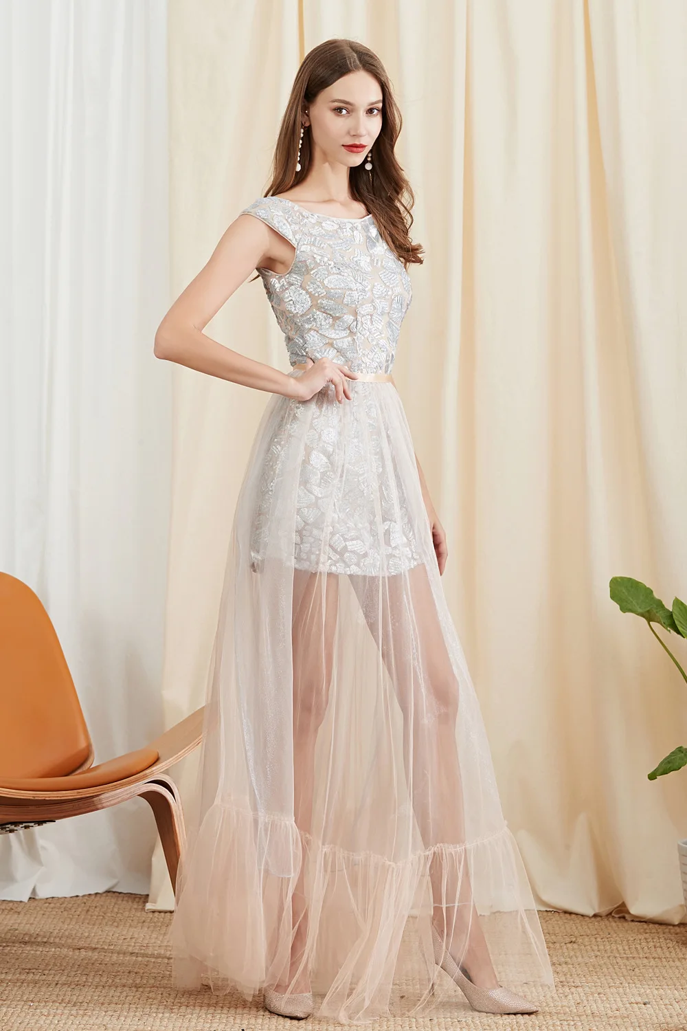 Женский комплект из двух предметов платье с вырезом лодочкой коротким рукавом