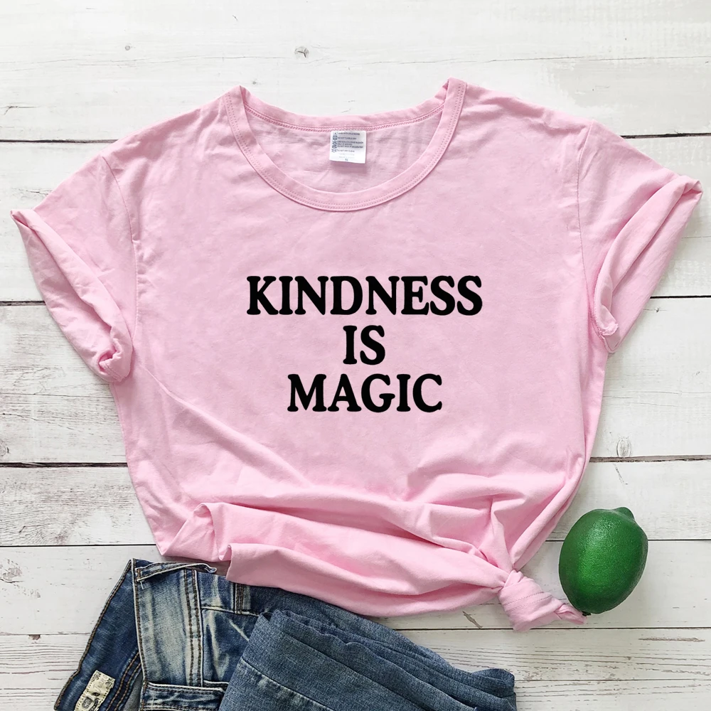 Kind ness Is Magic 100% хлопковая футболка повседневная женская с надписью Христианская