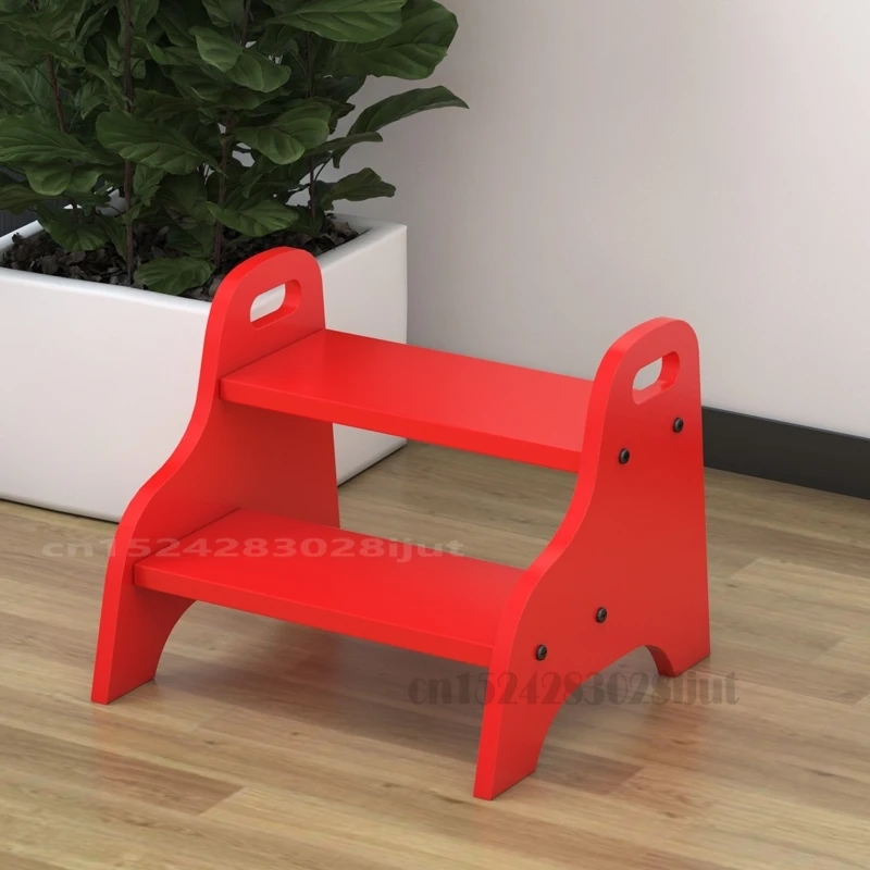Children's Double Footstool Two Step Bench Solid Wood Toilet Floor Mat Climbing Foot Portable Non-slip Children's Furniture