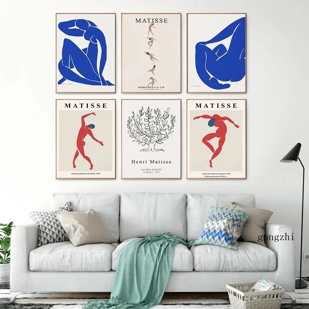 

Classic Matisse Abstract Nude Figure Dance Nordic Poster Beige Neutral Canvas Painting Prints Wall Art Picture Living Room Decor