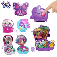original polly pocket mini doll cutie compact dolphin butterfly elephant candy theme treasure box handbag kids toy for girl gift