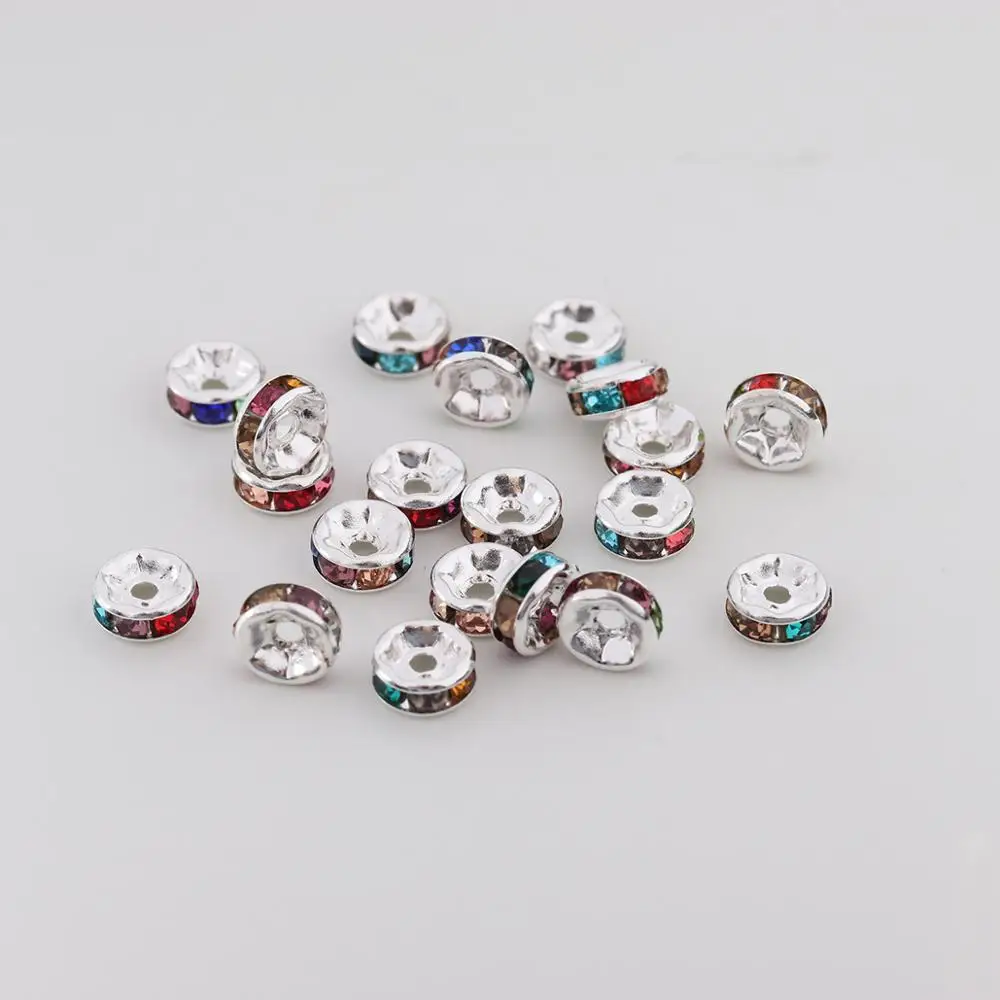 50pcs/lot 4 6 8 12mm Rhinestone Rondelles Crystal Bead For DIY Jewelry Making Loose Spacer Beads DecorationAccessories Supplie | Украшения