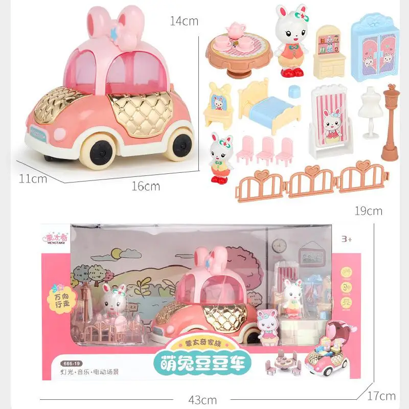 

Cute Camper Van Model Animal Electric Rv With Lighting And Music Pretend Play Decoration Car Educational Toys For Children's