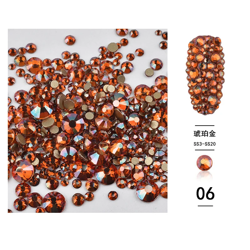 

1440pcs/bag High Quality Shiny Nail Flat Drill Phototherapy Symphony AB Rhinestone Mixed Nail Designer DIY Decorative Art