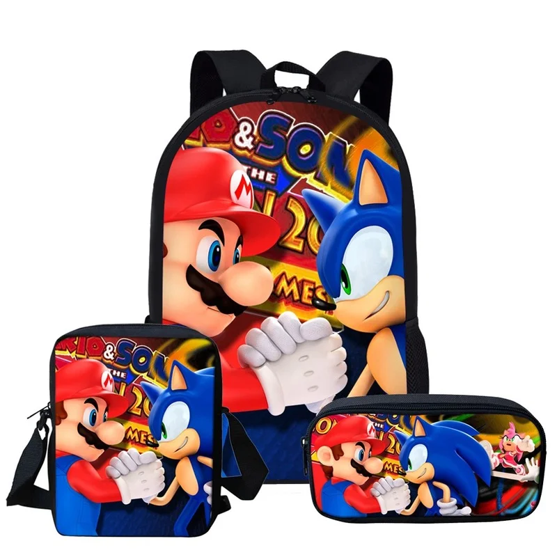 

2021 New Classic Anime Print 3pcs/set School Bag Sets for Teen Boys Girls Cartoon Primary Elementary Children School Bag