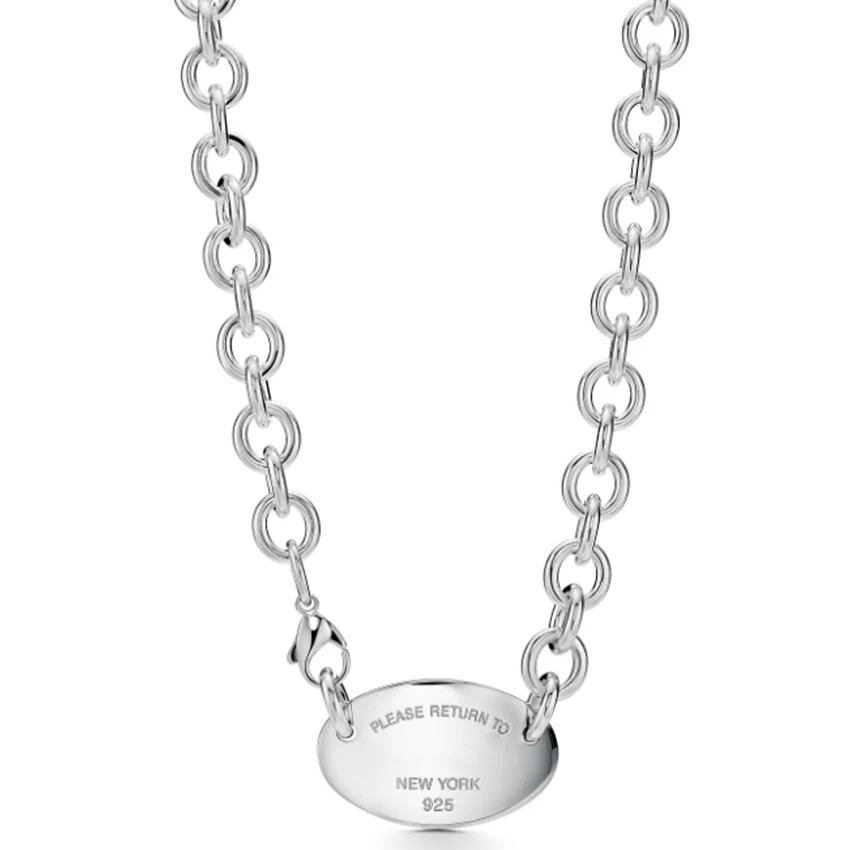 

Necklace for Women Heart-shaped Thick Clavicle Chain Personality All-match Neck Jewelry Girlfriend Gift S925 TIF Sterling Silver