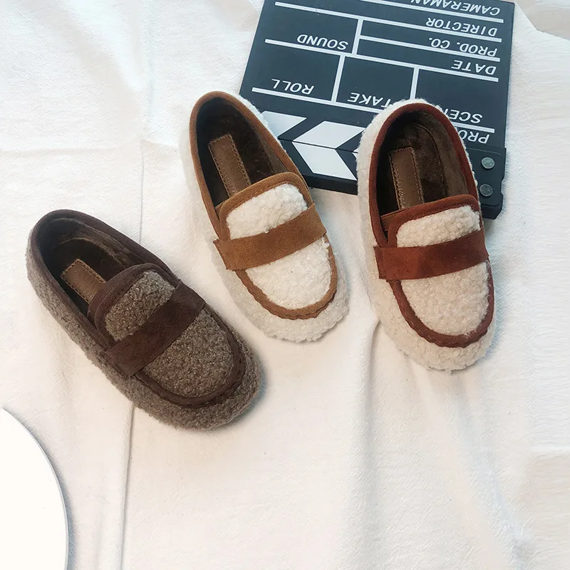 Новинка Зимняя детская обувь принцессы Черная теплая на плоской подошве для