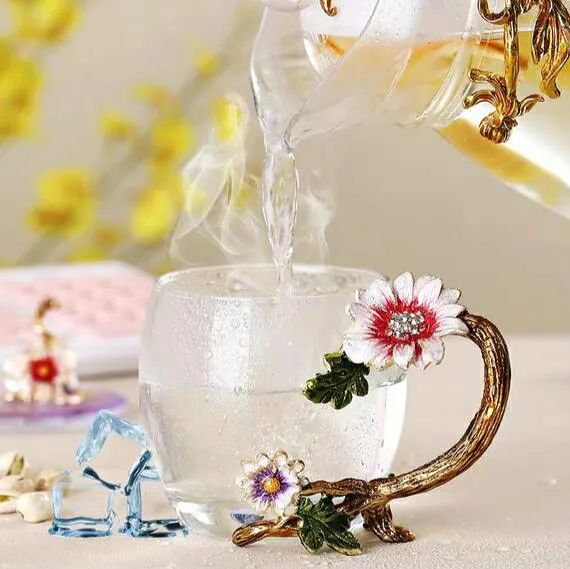 Кружка для чая ручной работы FaLang Flower стеклянная Ароматизированная кружка