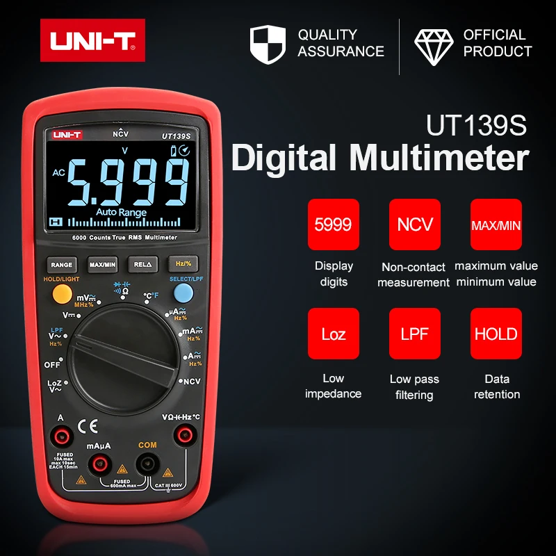 UNI-T UT139S True RMS цифровой мультиметр Температурный Зонд LPF pass LPF(фильтр низких частот) функция