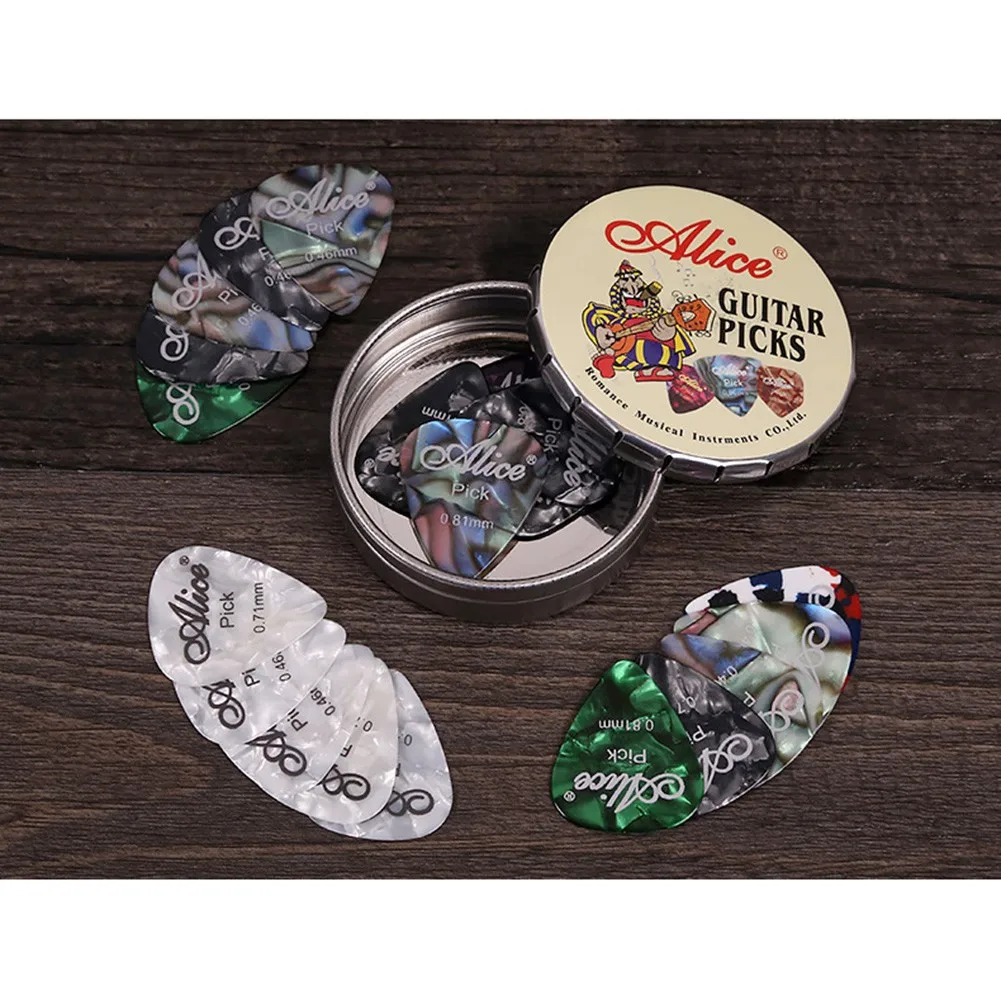 

12/20/24pcs Alice Celluloid Acoustic Electric Guitar Picks Plectrums 0.46 0.71 0.81mm Thickness Instruments Guitar Accessories