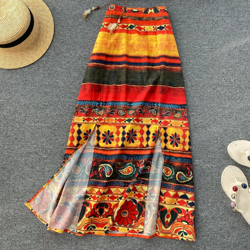 Женский пикантный укороченный топ с открытыми плечами и длинная юбка винтажным