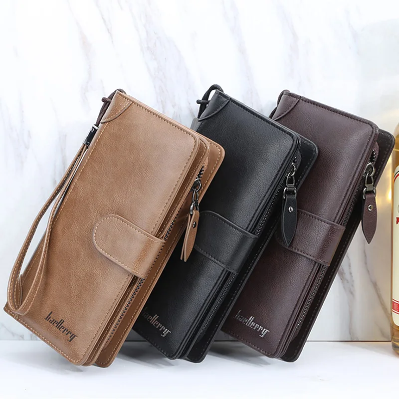 

Luxury Men Wallets Long Men Purse Wallet Male Clutch Leather Zipper Wallet Case 2021 Fashion Men Business Male Wallet