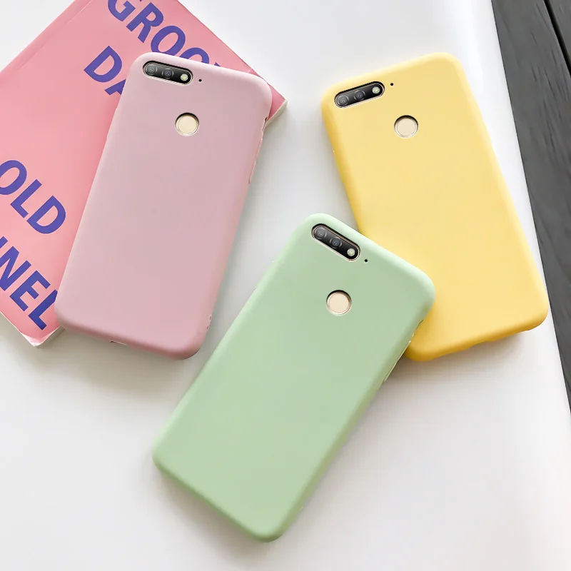 

Case For Huawei Y6 Prime 2018 Case Soft TPU Silicone Case Solid Color Protective Phone Shell For Y6 Prime 2018 Back Cover Cases
