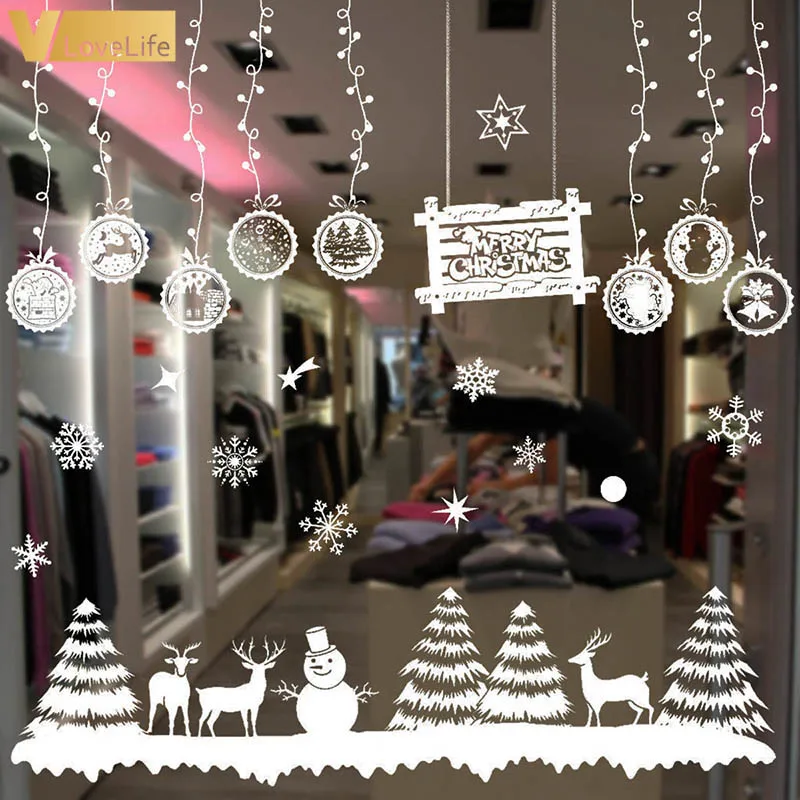 Настенные наклейки рождественские украшения для дома Саната снежинка