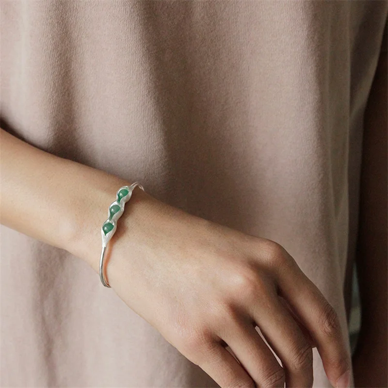 INATURE 925 стерлингового серебра натуральный авантюрин Гороховая высшей пробы