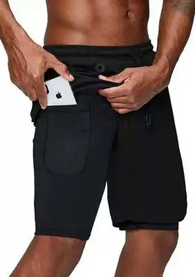 Mannen 2 в 1 шорты для бега занятий фитнесом Snel Droog Strand Korte Broek Mannelijke Zomer Спортивная
