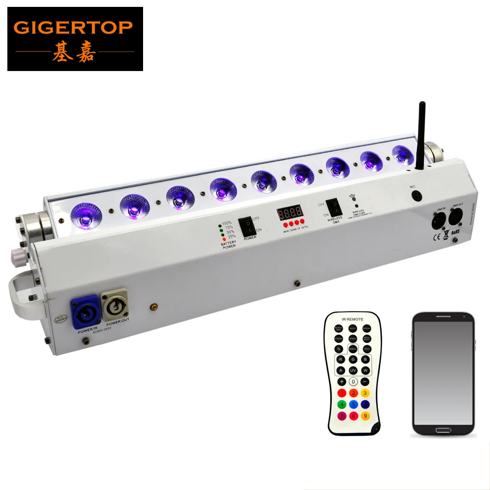Умный диско светильник TIPTOP Black Up 9x18 Вт RGBAW УФ 6 в 1 с питанием от аккумулятора