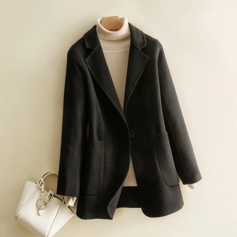 

2020 new autumn and winter popular little Hepburn style wool coat Korean style popular high-end simple fashion fashion