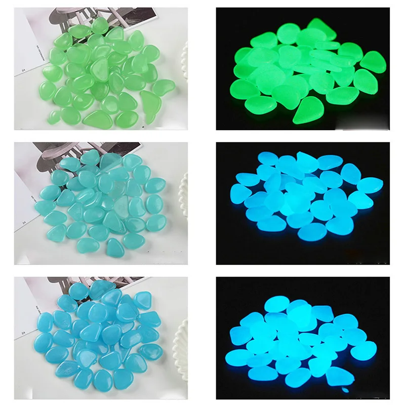 

50 Pcs Glow In The Dark Garden Pebbles Stones Glow Stones for Walkways Garden Path Lawn Patio Garden Decoration Yard Luminous