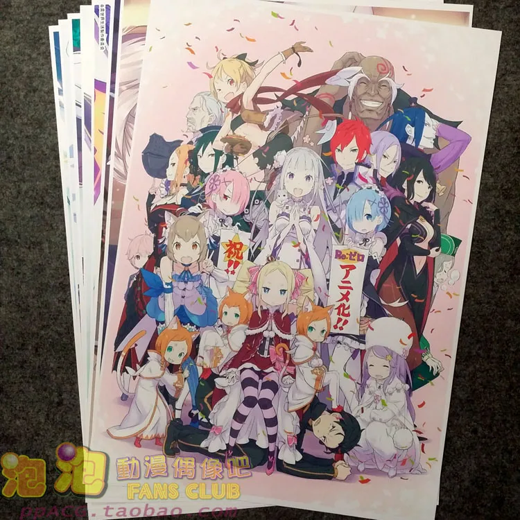 

8pcs/lot A3 Anime Re: Life in a Different world from zero Rem Wall Pictures for Living Room Film Posters Sticker Decoration Gift