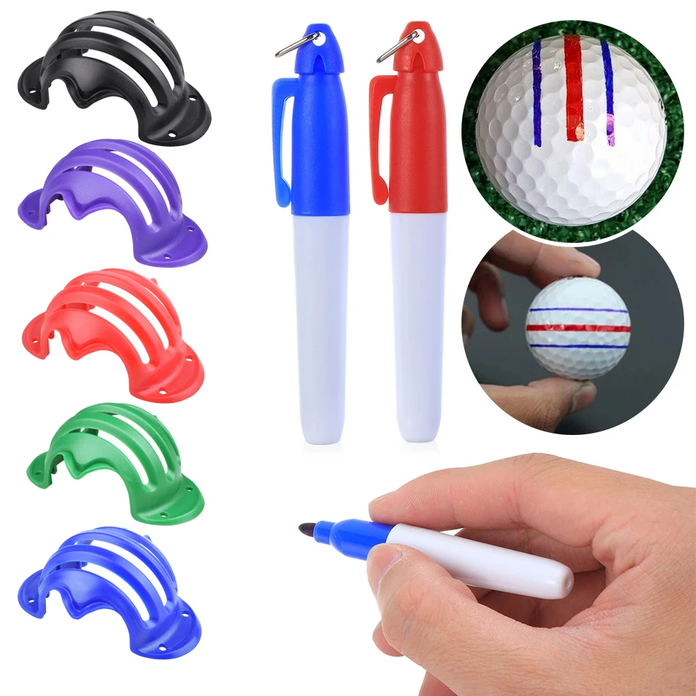 Triple Track 3 Line Marker Chrome Stencil +2pcs Marker Pen Golf Putting Positioning Aids Golf Accessories
