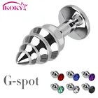 Анальная пробка IKOKY с металлической резьбой для стимуляции ануса, массажер простаты интимные игрушки для женщин Men, анальная пробка из нержавеющей стали