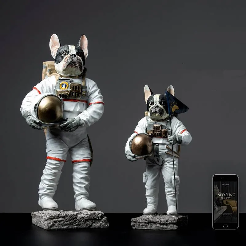 

Sales Modern Astronaut Sculpture Resin Dog Statue Spaceman Abstract Figurine Home Decoration Accessories Craft Decor R737 Animal